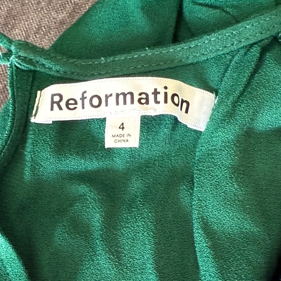 Reformation sz 4 Gavin Dress Elegant Emerald Green opens back detail great cond - Picture 9 of 14